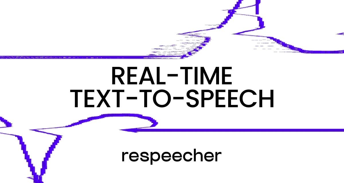 Landing page cover image for Respeecher’s Real-Time Text-to-Speech technology, featuring a stylized abstract design with purple lines and the Respeecher logo.